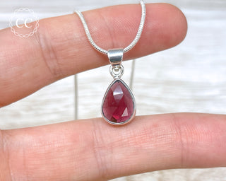 Garnet Faceted Silver Necklace #4