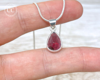 Garnet Faceted Silver Necklace #4