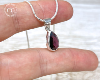 Garnet Faceted Silver Necklace #4
