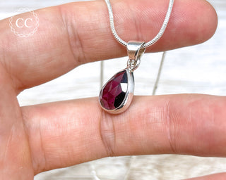 Garnet Faceted Silver Necklace #4