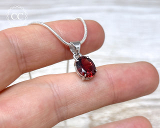 Garnet Faceted Silver Necklace #1