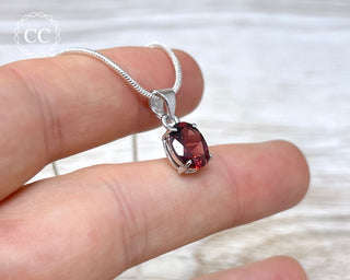 Garnet Faceted Silver Necklace #1
