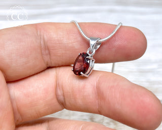 Garnet Faceted Silver Necklace #1