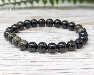 Gold Sheen Obsidian 8mm Beaded Bracelet