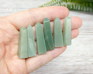 Green Aventurine Mini Obelisks in hand