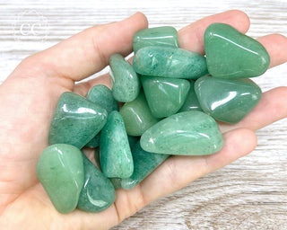 Green Aventurine Tumbled Crystals in hand