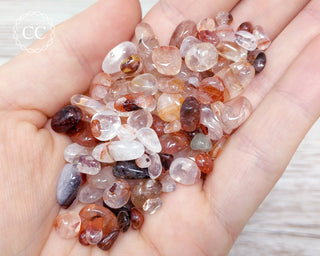 Hematoid Quartz Crystal Chips in hand