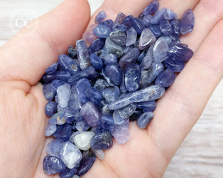 Iolite Crystal Chips in hand