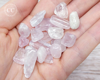Kunzite & Hiddenite Crystal Chips in hand