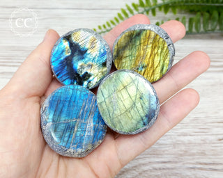 Labradorite Dragon Eggs in hand