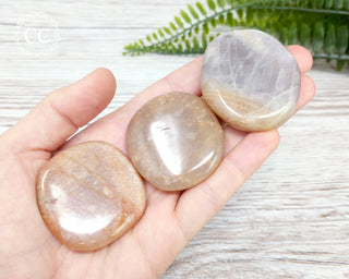 Peach Moonstone Palm Stone