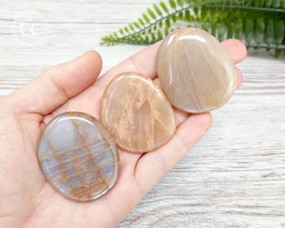 Peach Moonstone Palm Stone