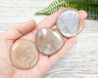 Peach Moonstone Palm Stone