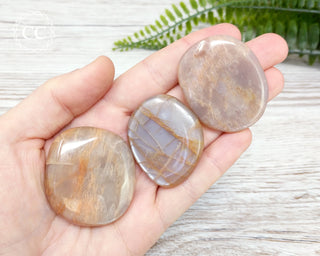 Peach Moonstone Palm Stone