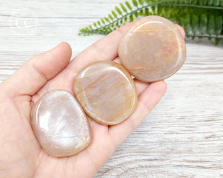 Peach Moonstone Palm Stone