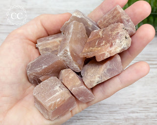 Peach Moonstone Raw Crystals in hand
