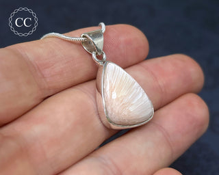 Peach Scolecite Silver Necklace #2