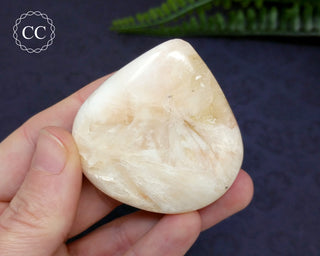 Peach Stilbite Teardrop Palmstone #13