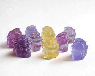 Rainbow Fluorite Mini Ninetails Fox carvings