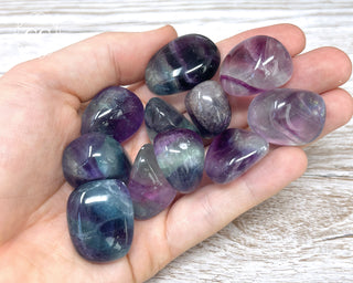 Rainbow Fluorite Tumbled Crystals in hand