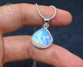 Rainbow Moonstone Silver Necklace #2