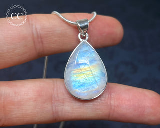Rainbow Moonstone Silver Necklace #3