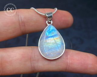 Rainbow Moonstone Silver Necklace #3