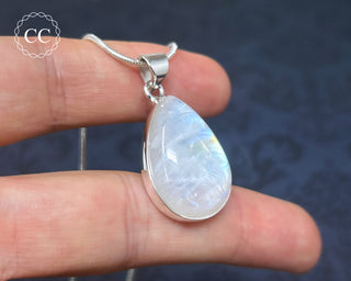 Rainbow Moonstone Silver Necklace #3