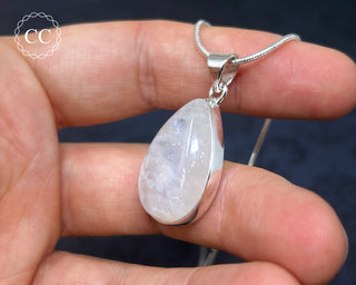 Rainbow Moonstone Silver Necklace #3