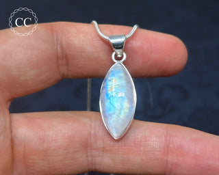 Rainbow Moonstone Silver Necklace #4