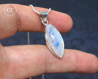 Rainbow Moonstone Silver Necklace #4