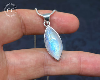 Rainbow Moonstone Silver Necklace #4