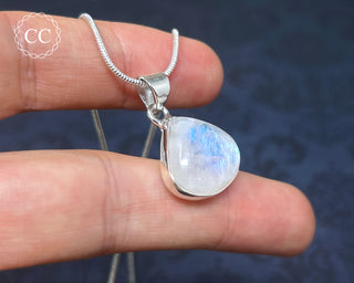 Rainbow Moonstone Silver Necklace #5