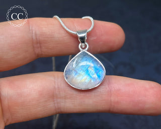 Rainbow Moonstone Silver Necklace #2