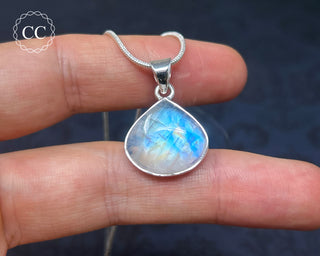 Rainbow Moonstone Silver Necklace #2
