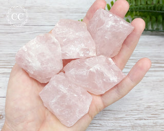 Rose Quartz Raw Crystals in hand