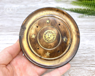 Round Wooden Incense Stick / Cone Holder on white background