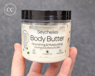 Seychelles Body Butter in hand
