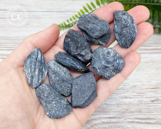 Specular Hematite Raw Crystals in hand