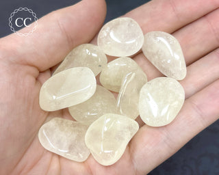 Sulphur Quartz Tumbled Crystals in hand