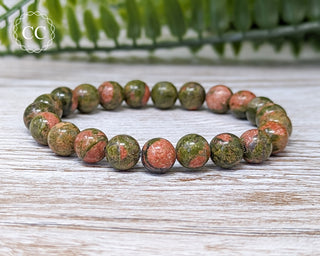 Unakite 8mm Beaded Bracelet