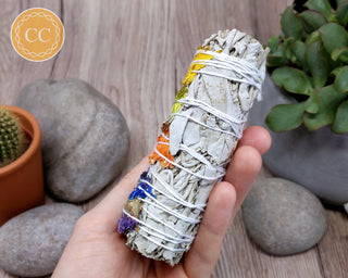 Good Vibes White Sage Stick in hand