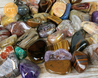 Mystery Tumbled Crystals on a table