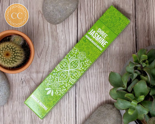 Shree Jasmine Incense sticks on wooden background