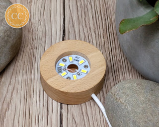 Light up Wooden Base Stand - 6cm