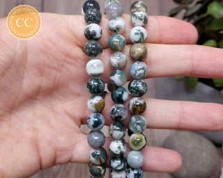 Moss Agate 8mm Beaded Bracelet