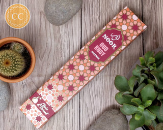 Noor Oud Ruby Incense Sticks on wooden background