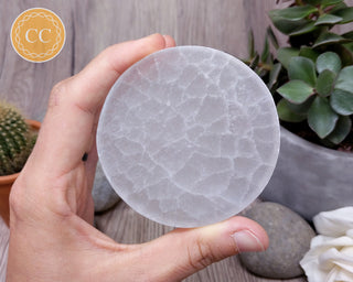 Satin Spar (Selenite) Round Charging Plate
