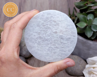 Satin Spar (Selenite) Round Charging Plate