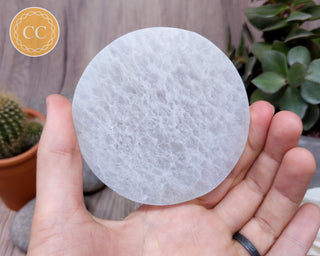 Satin Spar (Selenite) Round Charging Plate